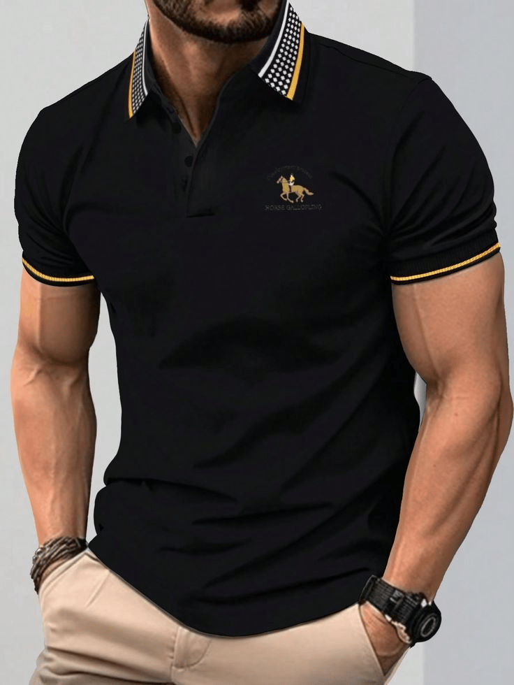 Men's Casual Business Button Short Sleeve Polo Shirt
