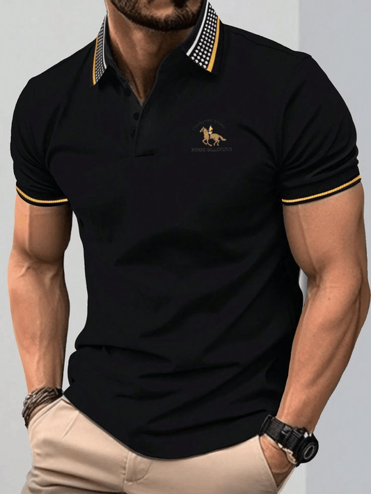 Men's Casual Business Button Short Sleeve Polo Shirt
