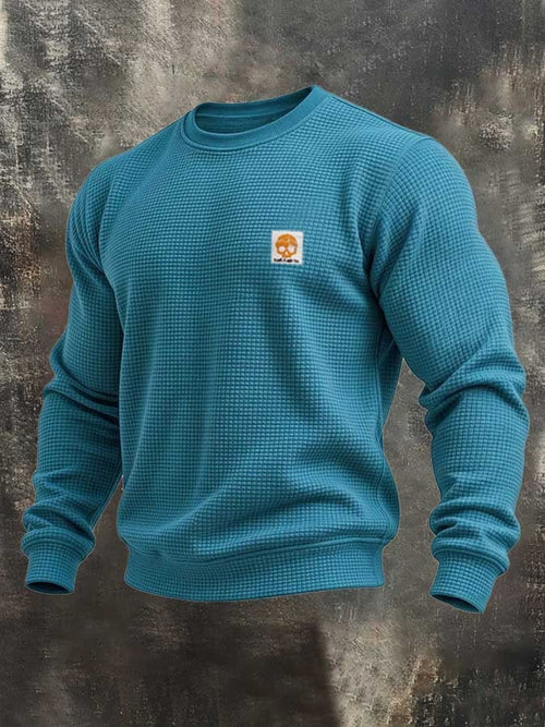 Men's Vintage Waffle-Knit Crewneck Sweatshirt