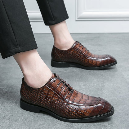 Business Lace Up Oxford Shoes Men'S Formal Square Toe Leather Shoes