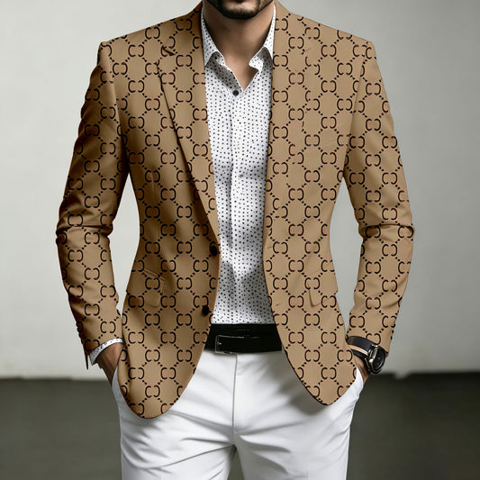Men's Brown Printed Blazer
