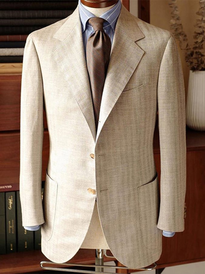 Men's Business Casual Two Button Large Pocket Solid Color Blazer