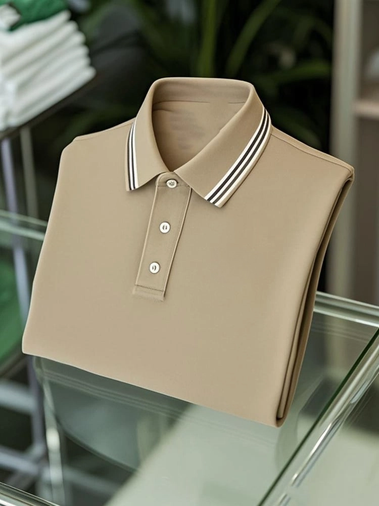 Men's Business Casual Button Short Sleeve Polo Shirt