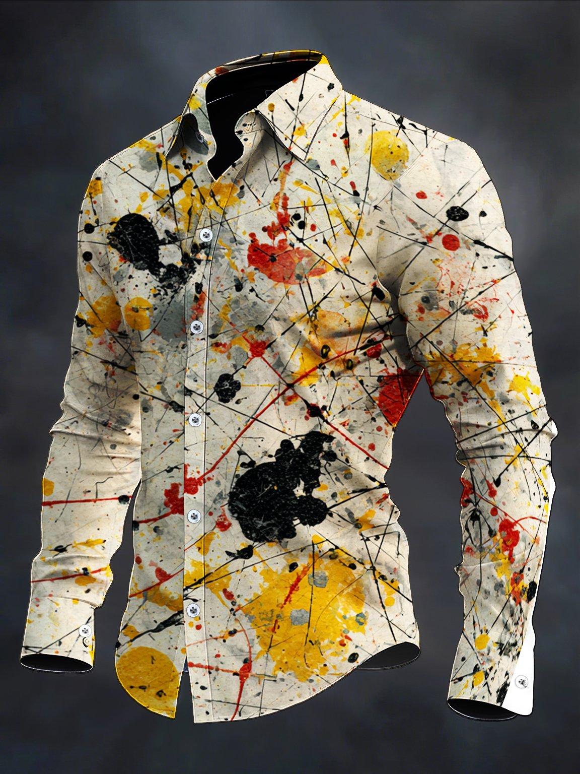 Men's Retro Casual Geometric Art Long Sleeve Shirt