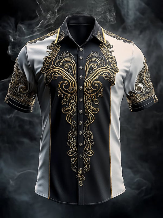 Men's Retro Viking Graphic Short Sleeve Shirt