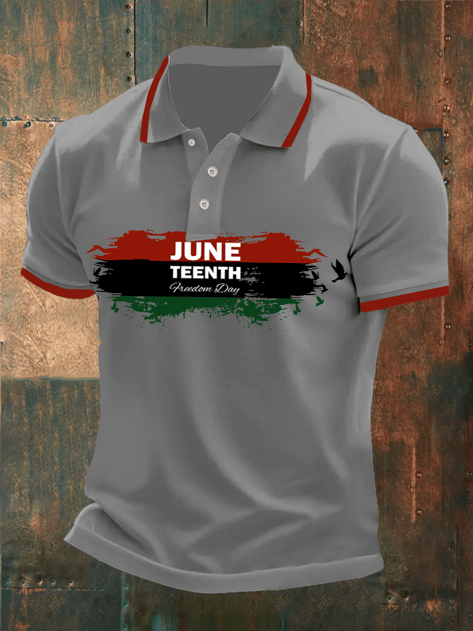 Mens Casual Juneteenth Print POLO Shirt