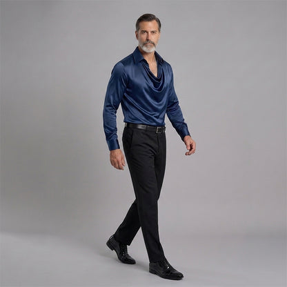 Men's Solid-Color, Minimalist Shirt-Collar Top