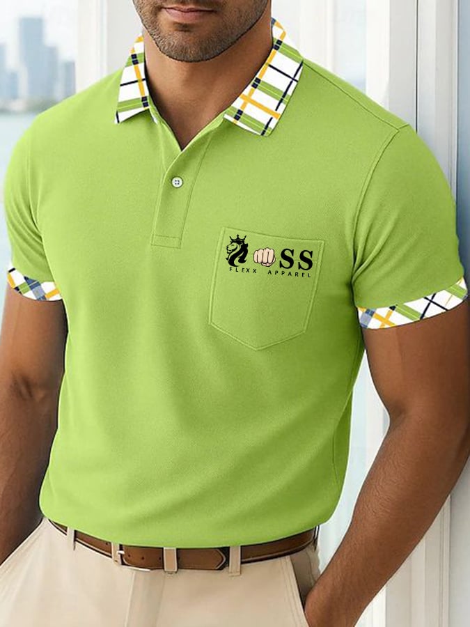 Men's Fashion Business Letter Printed Casual Polo Shirt