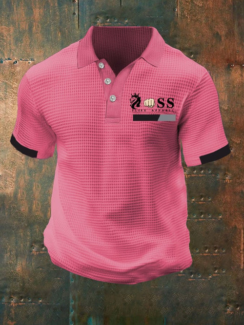Men' Business Waffle Print Polo Shirt
