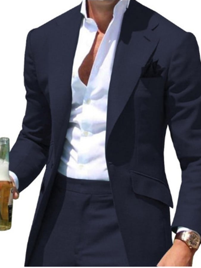 Men's Business Double Breasted Side Suit Two-Piece Suit