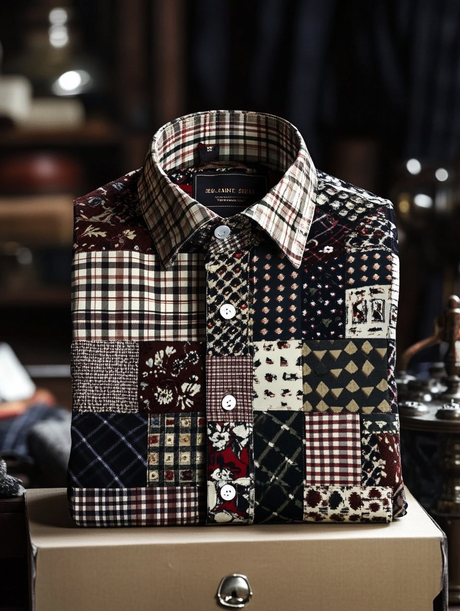 Men's contrast color classic luxury business long sleeve shirt