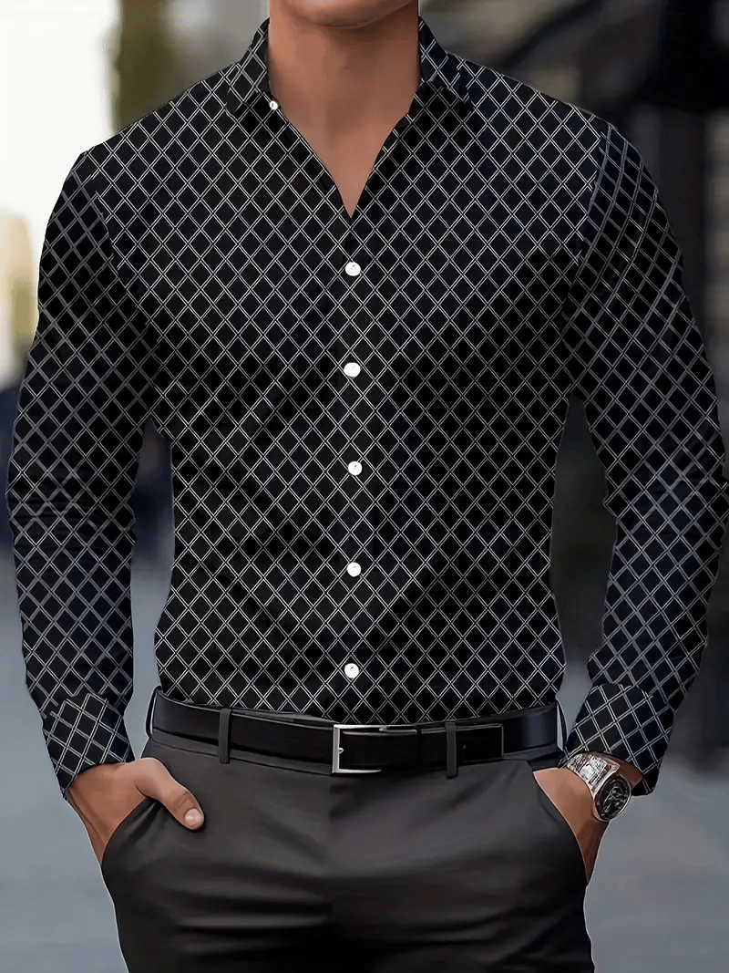 Men's Business Casual Striped Long Sleeve Shirt