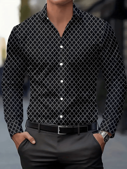 Men's Business Casual Striped Long Sleeve Shirt