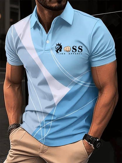 Men's Retro Letter Design Printed Casual Polo Shirt