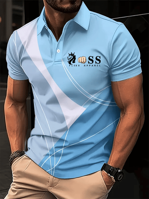 Men's Retro Letter Design Printed Casual Polo Shirt
