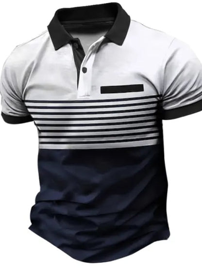 Men's Fashionable Contrast Color Short Sleeve Polo Shirt