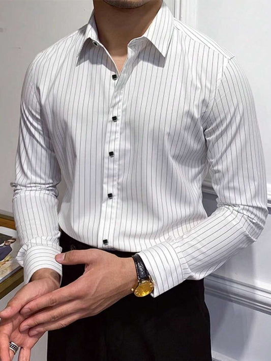 Men's Street Style Business Casual Printed Long Sleeve Shirt