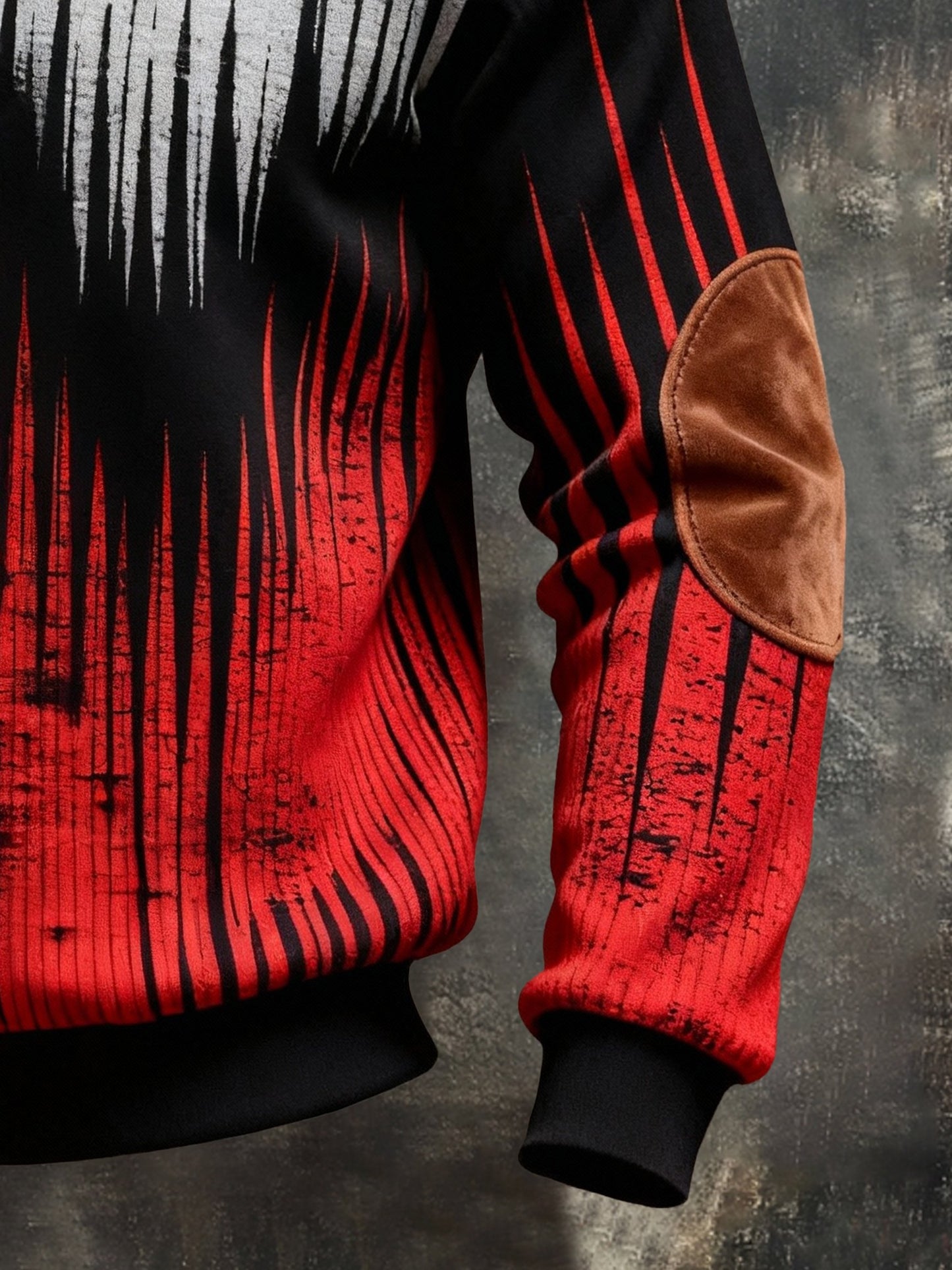 Men's Retro Color Block Print Color-Blocked Zip-Up Sweatshirt