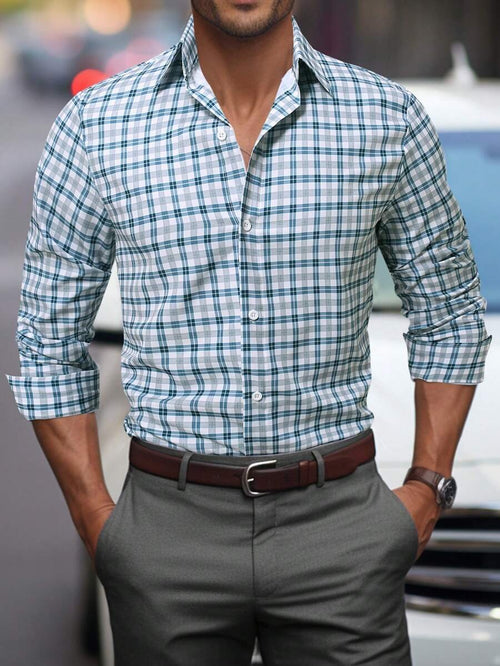 Men's Street Style Business Casual Printed Long Sleeve Shirt