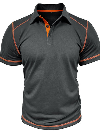 Men's Color Blocking Polo Collar Short Sleeved Polo Shirt