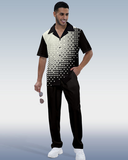 Rianmond Men's Colorblock Short Sleeve Shirt Walking Set 449