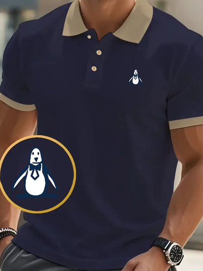 Men's Classic Casual Business Fashion Color Block Polo Shirt
