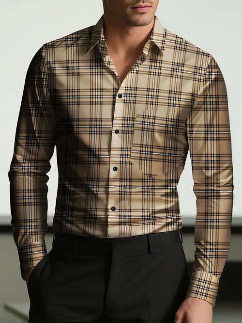 Men's Street Style Business Casual Printed Long Sleeve Shirt