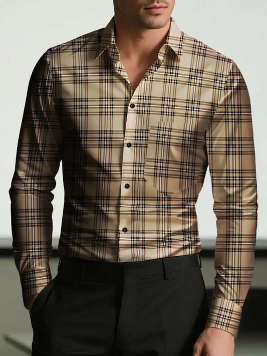 Men's Street Style Business Casual Printed Long Sleeve Shirt