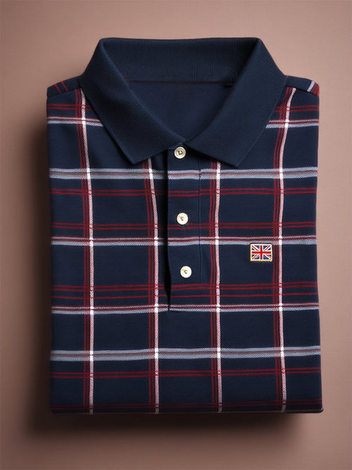 Men's Business Casual Union Jack Button Short Sleeve Polo Shirt