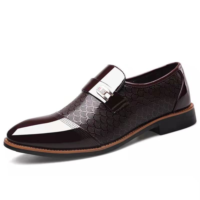 Men's Business Formal Casual Embossed Patchwork Loafers Faux Leather Patant Shoes