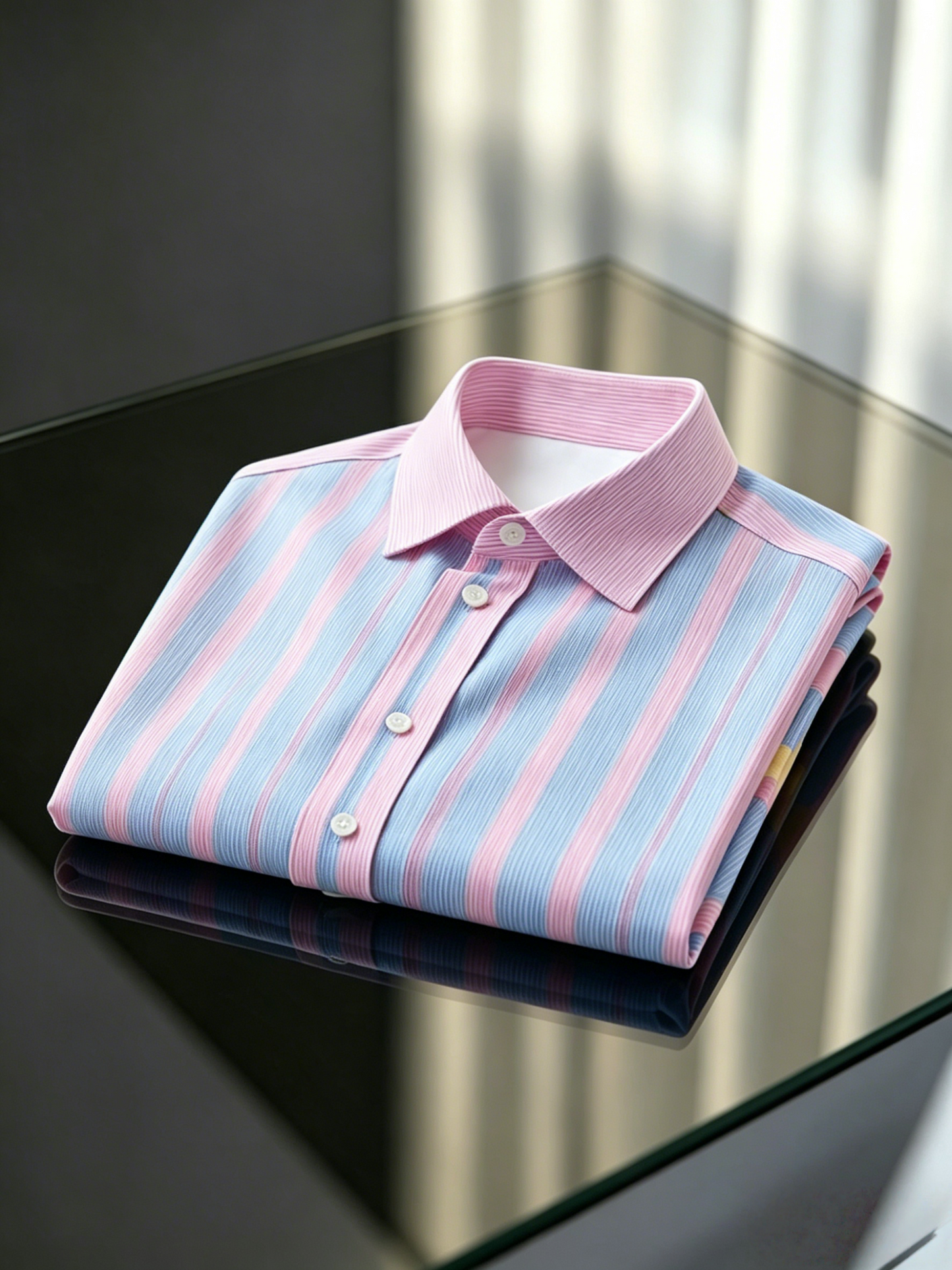 Men's Business Casual Jacquard Button Short Sleeve Polo Shirt