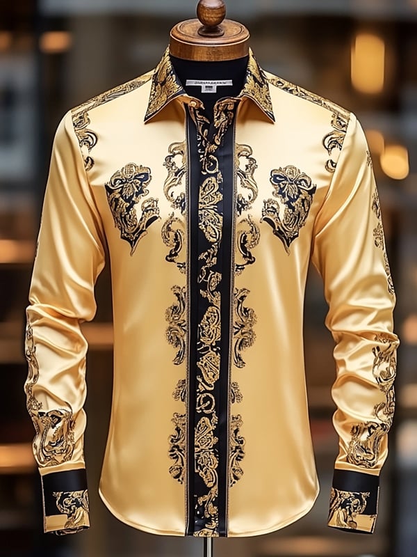Men's Satin Luxe Long Sleeve Button Down Shirt