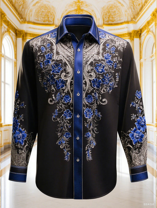 Men's Satin Luxe Long Sleeve Button Down Shirt