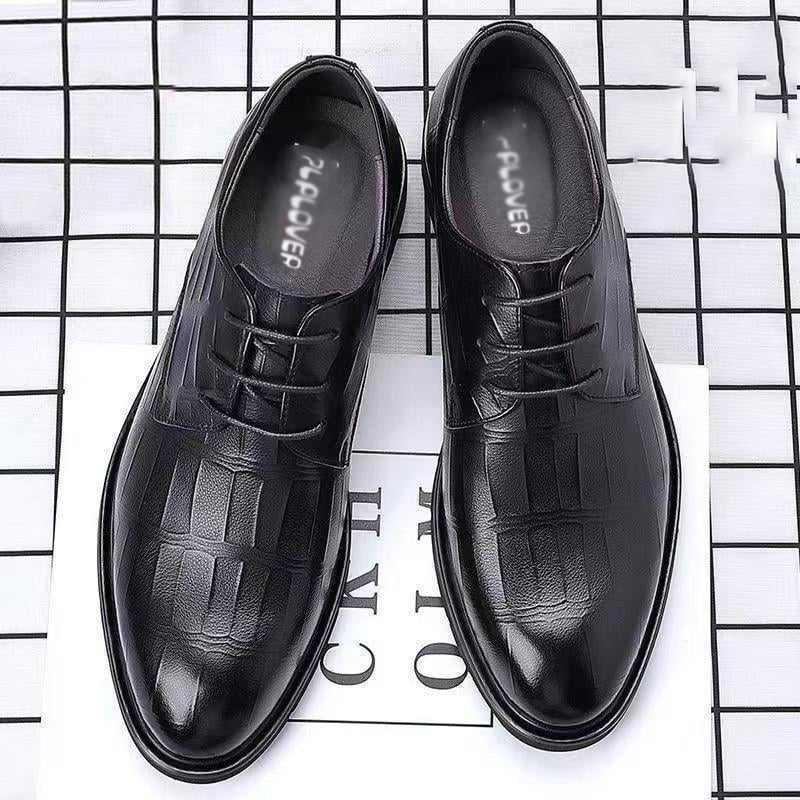 Men's Comfortable British Business Lace-Up Stone Leather Shoes