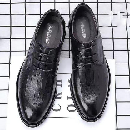 Men's Comfortable British Business Lace-Up Stone Leather Shoes