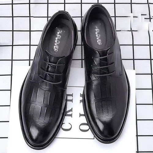 Men's Comfortable British Business Lace-Up Stone Leather Shoes