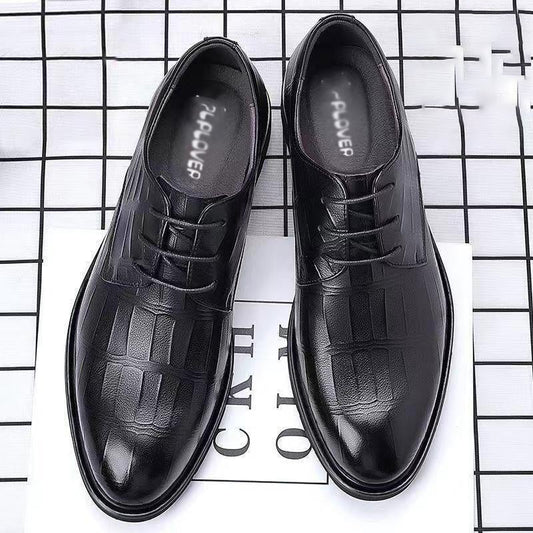 Men's Comfortable British Business Lace-Up Stone Leather Shoes
