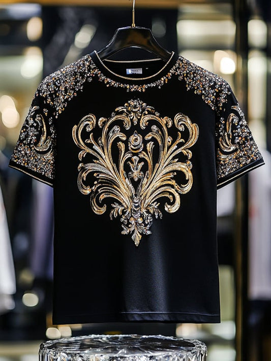 Men's Business Animal Sequin Print Short Sleeve T-Shirt