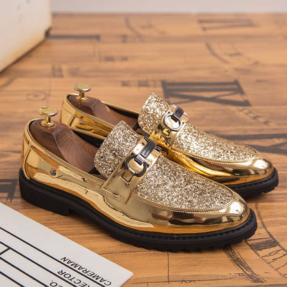 British Fashion Matching Sequin Business Dress Leather Shoes