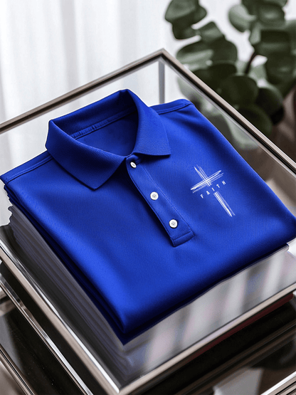 Men's Faith Printed Casual Short Sleeve Polo Shirt