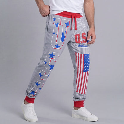 Men's Casual Athletic Pants with Letter Print
