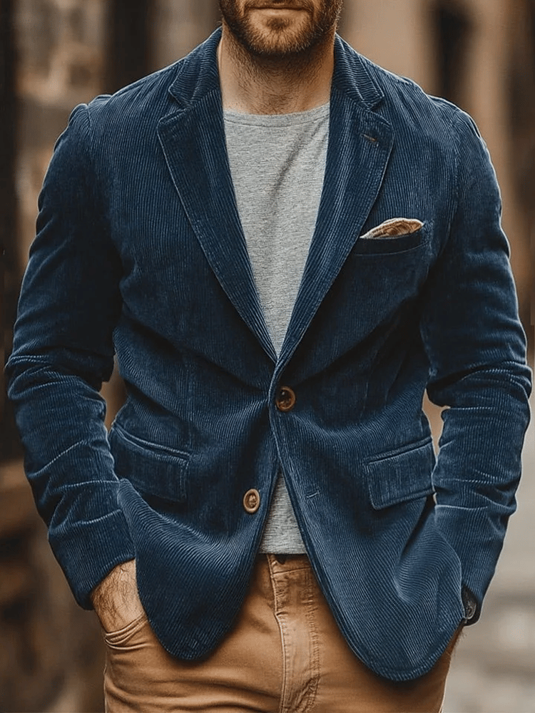 Men's mid-length outdoor corduroy jacket