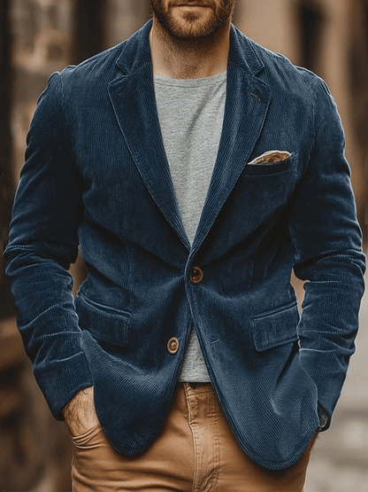 Men's mid-length outdoor corduroy jacket