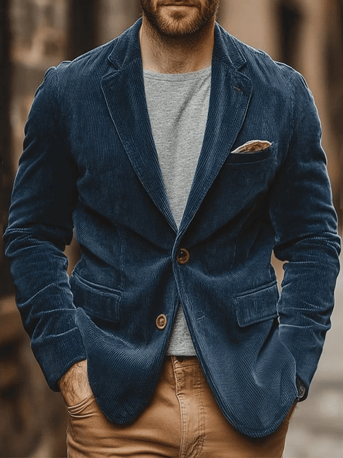 Men's mid-length outdoor corduroy jacket