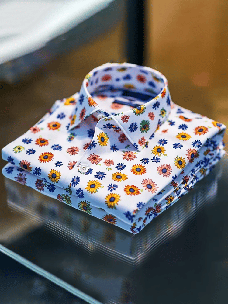Men's Business Luxury Floral Print Short-sleeved Shirt