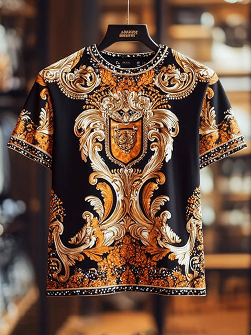 Men's Business Luxury Printed  Cotton Short Sleeve T-Shirt
