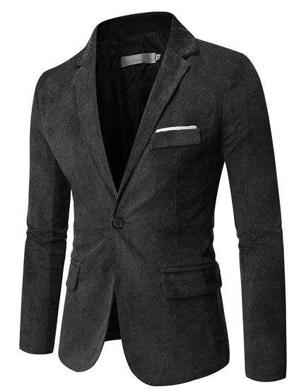 Men's Business Casual Fit One Button Corduroy Blazer