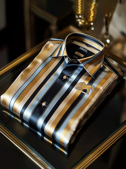 Men's Satin Luxe Print Short Sleeve Button Shirt
