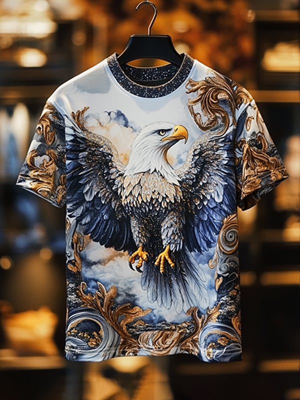 Men's Business Luxury Printed  Cotton Short Sleeve T-Shirt