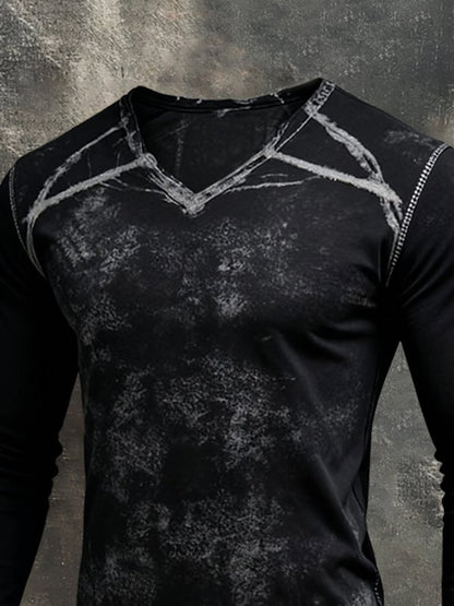 Men'S Vintage Distressed Long-Sleeved T-Shirt